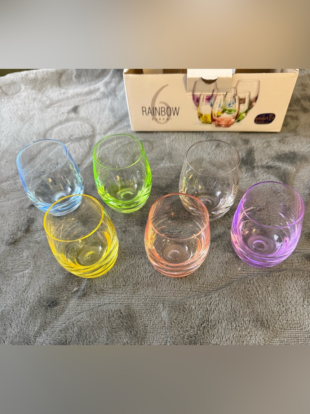 Bohemia Crystal Rainbow 6-Piece Colorful Stemless Shot Glasses CZ  60ml OSK